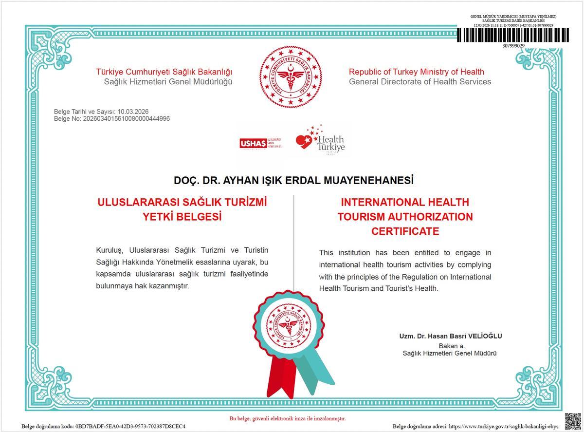 Republic of Turkey Ministry of Health International Health Tourism Authorisation Certificate